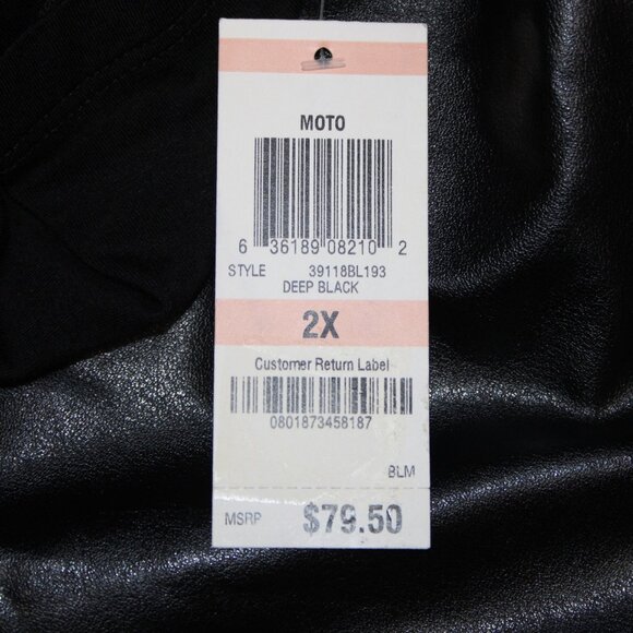INC Top $80 Sz 2X Deep Black Faux Leather Rayon Spandex Top - Picture 10 of 12